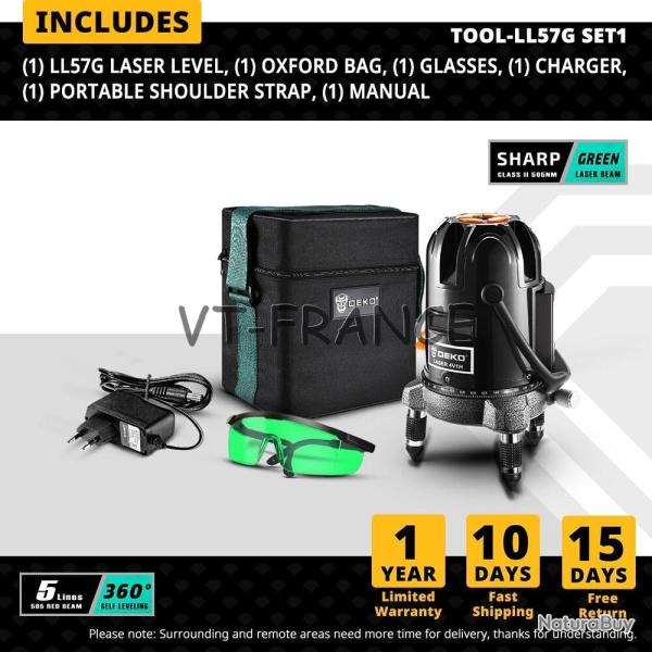 Niveau Laser Rotatif 360 Auto Nivelant 6 Points, Modele: LL57G SET1