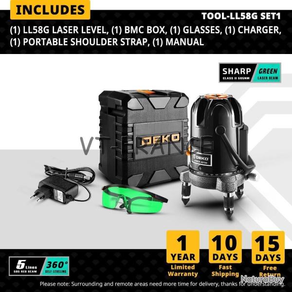 Niveau Laser Rotatif 360 Auto Nivelant 6 Points, Modele: LL58G SET1