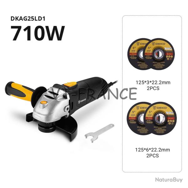 Meuleuse d Angle Pro 125mm 11000t/mn, Modele: DKAG25LD1-S2