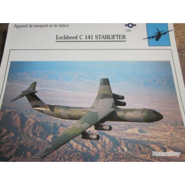 FICHE  AVIATION  TYPE TRANSPORT ET DE LIAISON  /  LOCKHEED C 141 STARLIFTER  USA