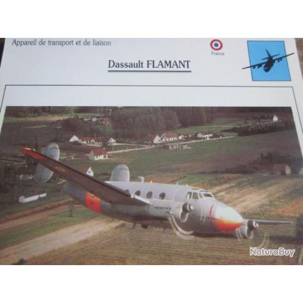 FICHE  AVIATION  TYPE TRANSPORT ET DE LIAISON  /  DASSAULT  FLAMANT  FRANCE