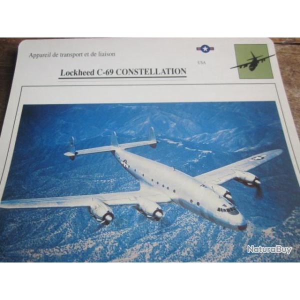FICHE  AVIATION  TYPE TRANSPORT ET DE LIAISON  /  LOCKHEED C 69 CONSTELLATION  USA
