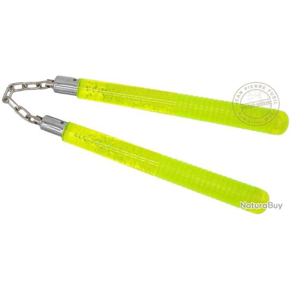 Nunchaku  chaine et btons acrylique - Jaune Fluo et bulles