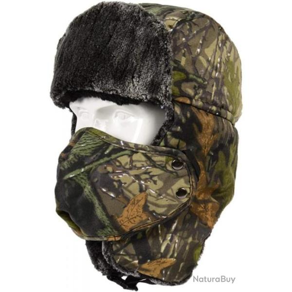Chapka jungle camouflage en polyester - Chapeau chaud - Livraison gratuite et rapide