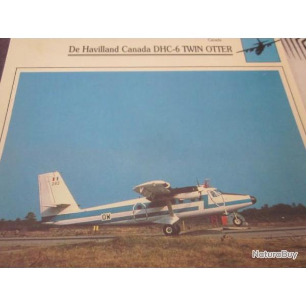FICHE  AVIATION  TYPE TRANSPORT ET DE LIAISON  /  DE HAVILLAND DHC 6 TWIN OTTER  CANADA