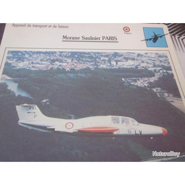 FICHE  AVIATION  TYPE TRANSPORT ET DE LIAISON  /  MORANE SAULNIER PARIS  FRANCE