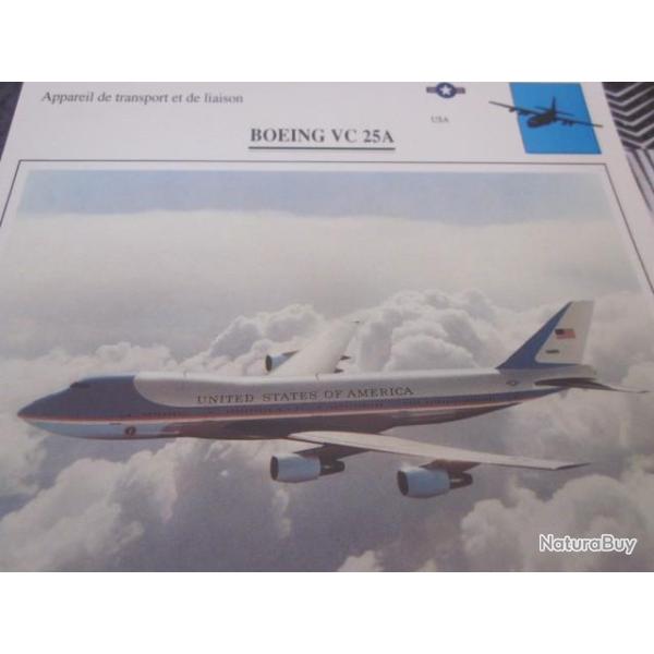 FICHE  AVIATION  TYPE TRANSPORT ET DE LIAISON  /  BOEING VC 25A   USA