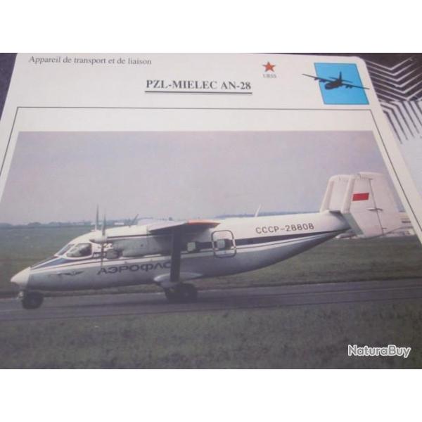 FICHE  AVIATION  TYPE TRANSPORT ET DE LIAISON  /  PZL MIELEC AN 28  URSS