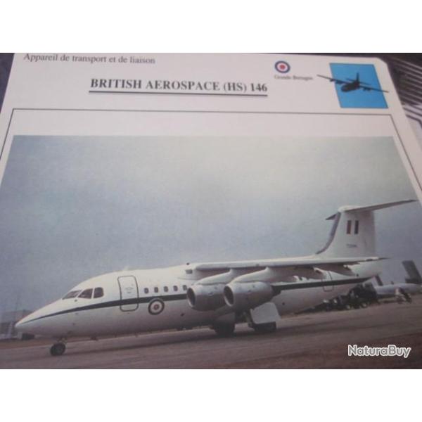 FICHE  AVIATION  TYPE TRANSPORT ET DE LIAISON  /  BRITISH AEROPSPACE  HS  146  G BRETAGNE
