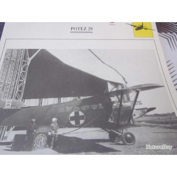 FICHE  AVIATION  TYPE TRANSPORT ET DE LIAISON  /  POTEZ 29 FRANCE