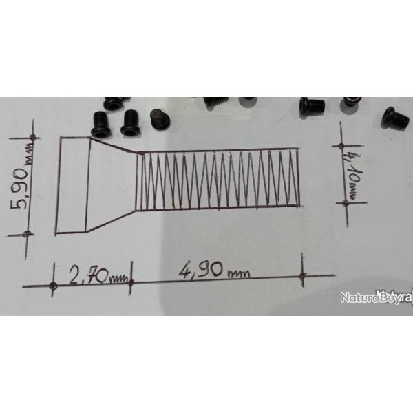 6 Vis t�te frais�e cl� allen pour montage embases , rails.... filetage 8-40 x .195"