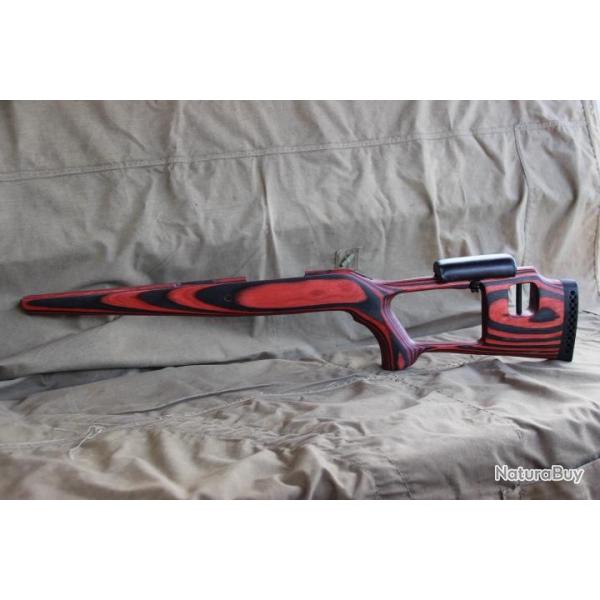 La crosse MOSIN NAGANT type SVD (en bois lamell� coll�) Rouge et Noire