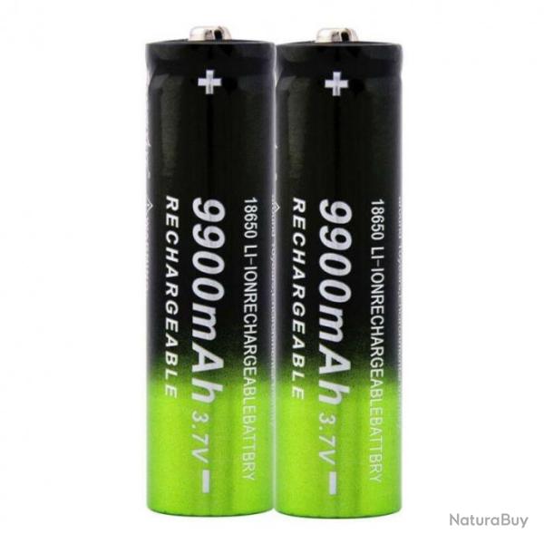 DESTOCKAGE 2 Piles Batteries 18650 Rechargeable 3.7V Haute Capacti� 9900 mAh Lithium-Ion