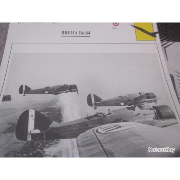 FICHE  AVIATION  TYPE  APPAREIL  D ATTAQUE ET D APPUI  / BREDA Ba 64  ITALIE