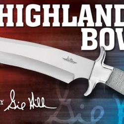 Beau Poignard Bowie Highlander Manche gain&eacute;e de fil inoxydable Etui en Cuir