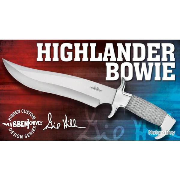 Beau Poignard Bowie Highlander Manche gain�e de fil inoxydable Etui en Cuir