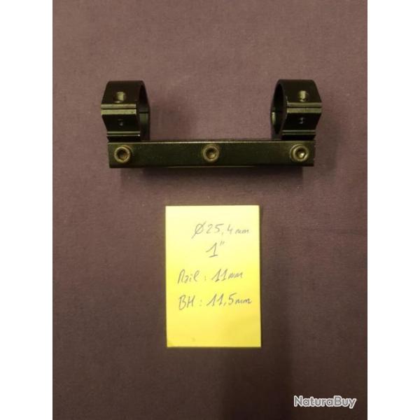 Montage lunette fixe Alu - Diam�tre 24.5mm / 1" - Rail 11mm