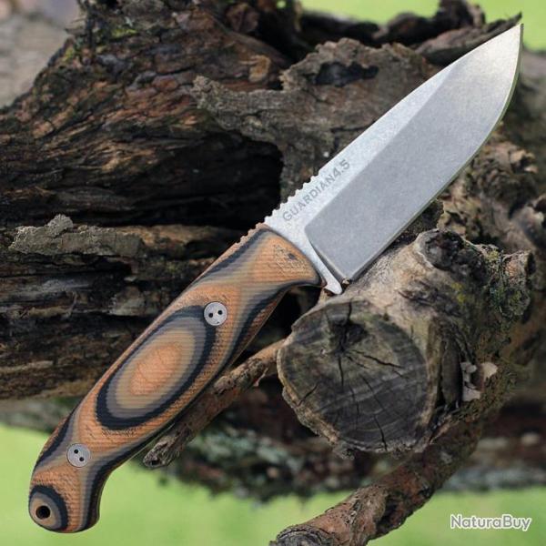 Couteau Bradford Guardian 4.5 3D G-Wood Lame Acier N690 Manche G10 Etui Cuir Made In USA BRAD45S115