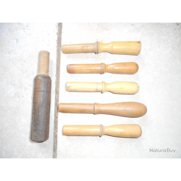lot de 6 ancien bourroirs calibre 16