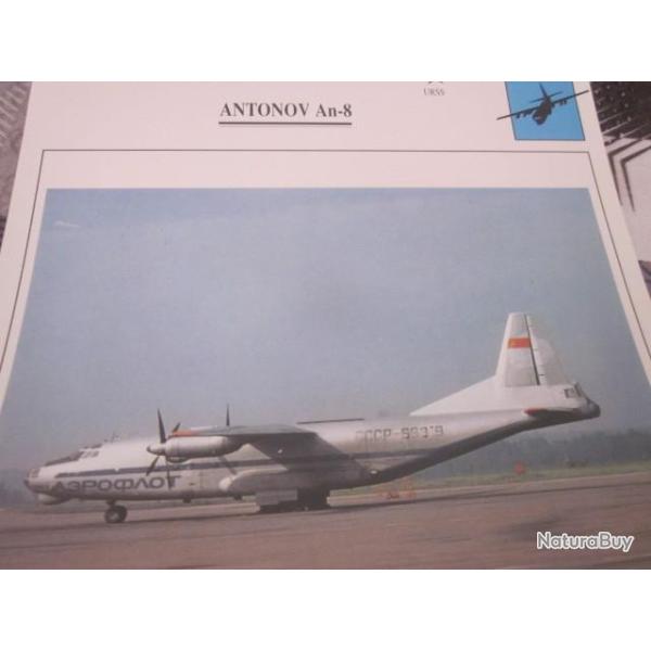 FICHE  AVIATION  TYPE  APPAREIL  DE TRANSPORT LIAISON /  ANTONOV An 8   URSS