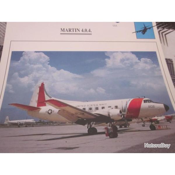 FICHE  AVIATION  TYPE  APPAREIL  DE TRANSPORT LIAISON /  MARTIN 4.0.4    USA