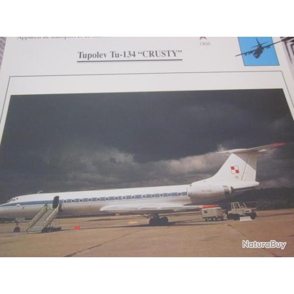FICHE  AVIATION  TYPE  APPAREIL  DE TRANSPORT LIAISON /  TUPOLEV Tu 134  CRUSTY   URSS