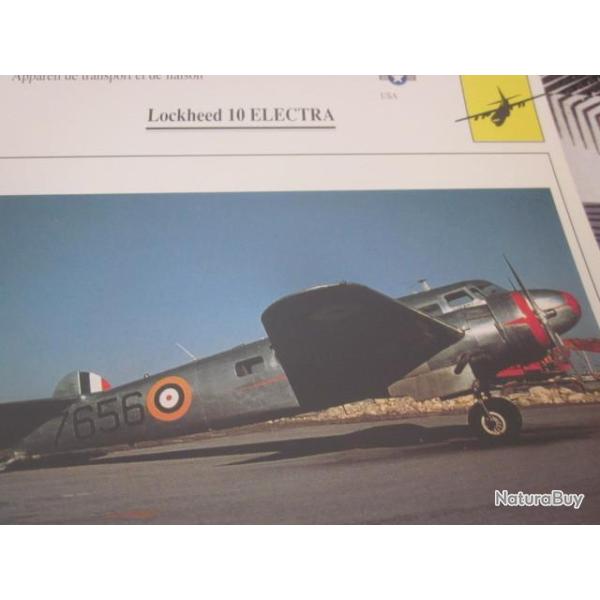 FICHE  AVIATION  TYPE  APPAREIL  DE TRANSPORT LIAISON /  LOCKHEED 10 ELECTRA   USA