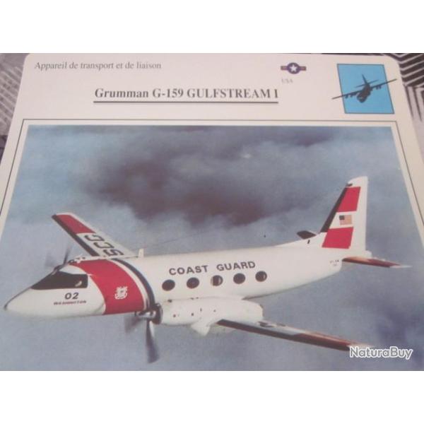 FICHE  AVIATION  TYPE  APPAREIL  DE TRANSPORT LIAISON /  GRUMMAN G 159  GULFSTREAM I     USA
