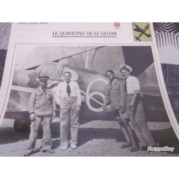 FICHE  AVIATION  GRAND COMBAT AERIEN  /  LE QUINTUPLE DE LE GLOAN    FRANCE