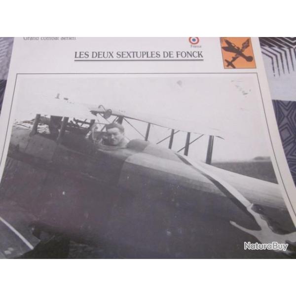 FICHE  AVIATION  GRAND COMBAT AERIEN  / LES DEUX SEXTUPLES DE FONCK    FRANCE