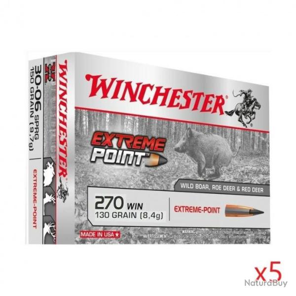 Munitions Winchester Extreme Point 8.4g 130gr - Cal. 270 Win. x5 boites