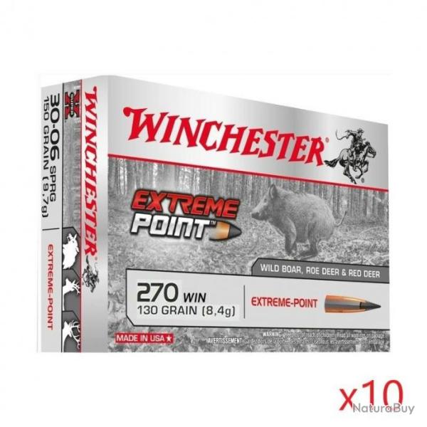Munitions Winchester Extreme Point 8.4g 130gr - Cal. 270 Win. x10 boites
