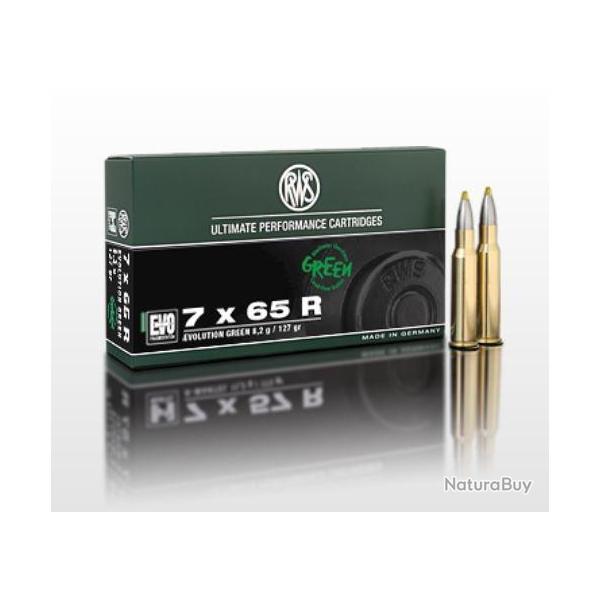 Munitions RWS Cal.7x65R EVO GREEN 8,2g 127grains par 20