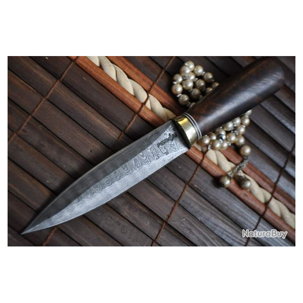 PERSONNALIS�E � LA MAIN DOUBLE EDGE KNIFE STUNNING DAMASCUS STEEL