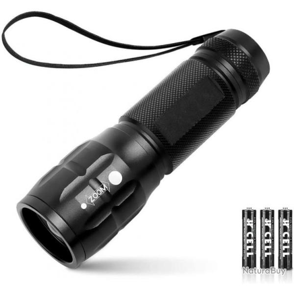 Lampe torche LED puissante 140lm - Etanche + 3 piles offertes - Livraison gratuite et rapide