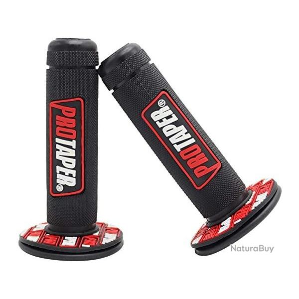 Poign�es de guidon de moto en Gel de caoutchouc Noir et Rouge Motocross Enduro Pro Taper 7/8 pouces