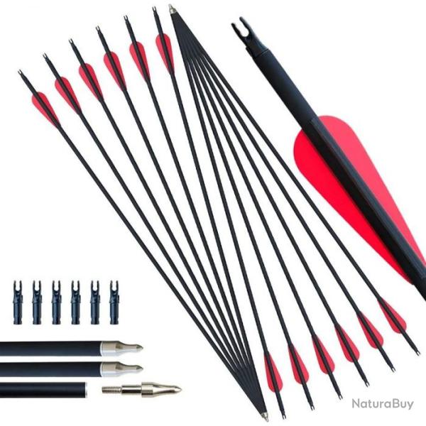 TOP ENCHERE - Lot de 12 fl�ches 30" en carbone - Embouts amovibles - Livraison gratuite et rapide