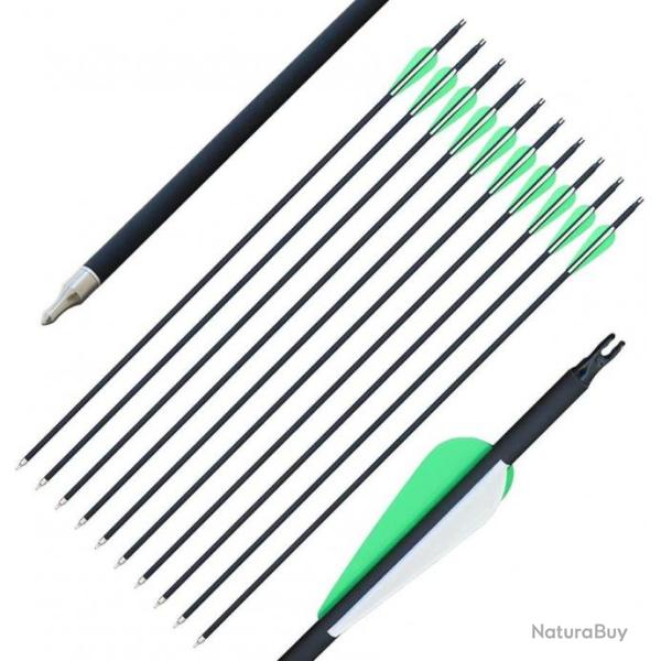 TOP ENCHERE - Lot de 12 fl�ches 30" en carbone � embouts amovibles - Livraison gratuite et rapide