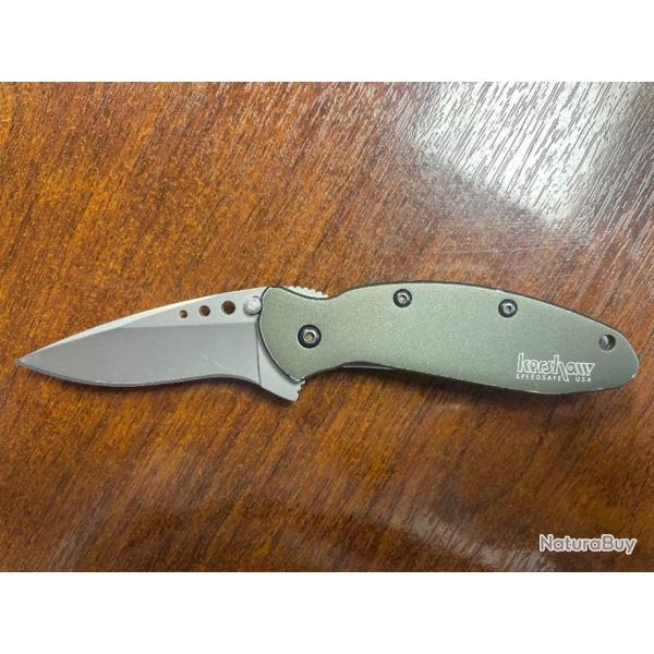 Couteau KERSHAW Scallion Olive Drab - Lame 61mm - Manche aluminium - Clip