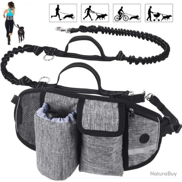 TOP ENCHERE - Laisse � mains libres pour chiens - 250 cm - Gris - Livraison gratuite et rapide