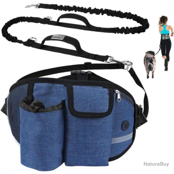 Laisse � mains libres pour chiens - 250 cm - Bleu - Livraison gratuite et rapide