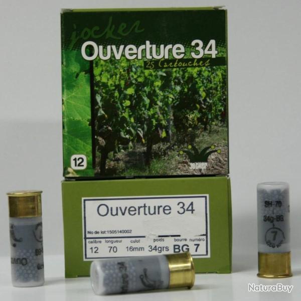 CARTOUCHE JOCKER OUVERTURE 34 34GR BOURRE GRASSE CAL 12 70 X25