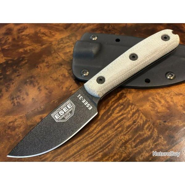 ES3HMK ESEE Model 3 Traditional Handle Micarta 1095 Carbon Blade Kydex Sheath Made In USA
