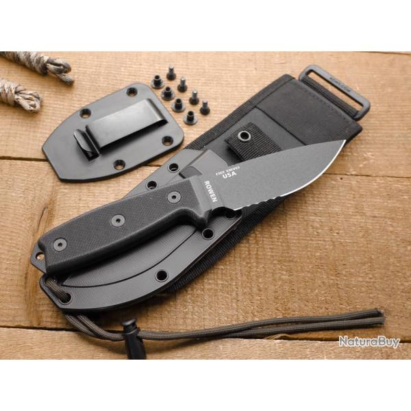 Couteau ESEE Model 3 Black Acier Carbone 1095 Manche G-10 Noir Etui Kydex Molle MadeUSA ES3MILSBLK