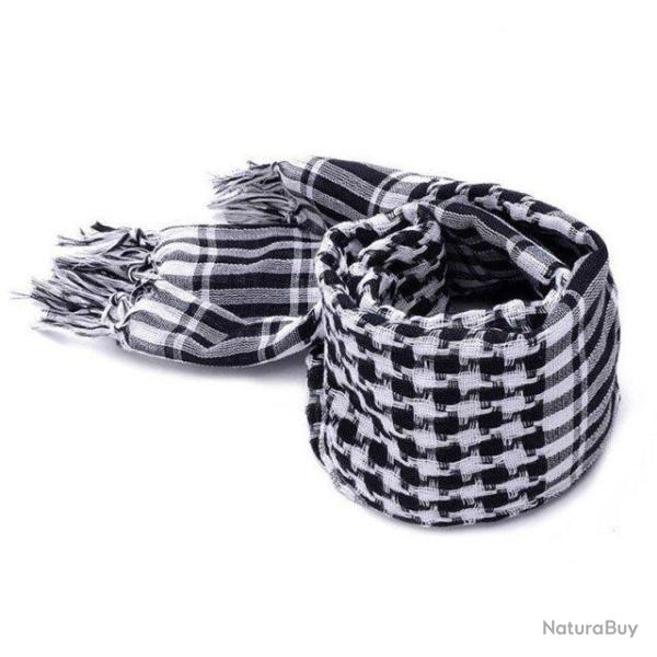 Foulard/�charpe Militaire Shemagh Tactique blanc Keffiyeh - couleur: blanc et noir - mati�re: 100% C