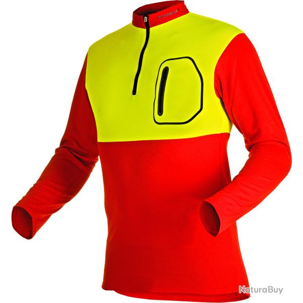 PFANNER T shirt Zip Rouge jaune long