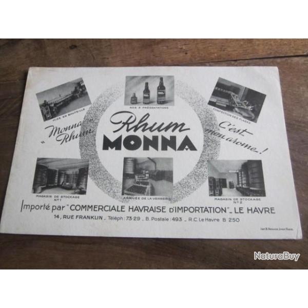 BUVARD PUBLICITAIRE  RHUM MONNA