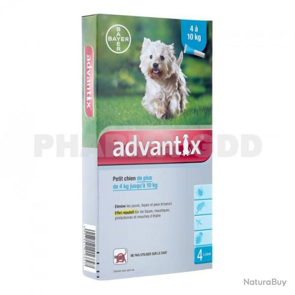 ADVANTIX PETIT CHIEN X 4 PIPETTES DE 0.1ML POUR CHIEN DE 4 A 10KGS