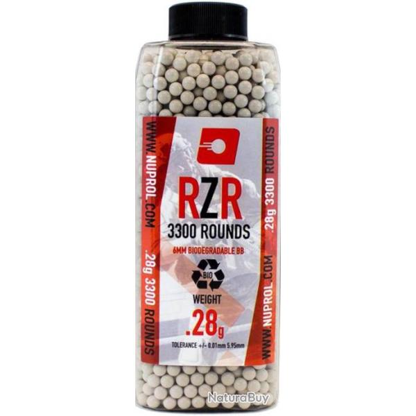 BILLES AIRSOFT 6MM RZR 0.28G BIO BOUTEILLE 3300 BBS