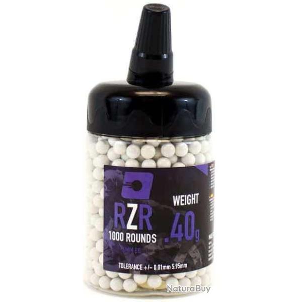 BILLES AIRSOFT 6MM RZR 0,40G EN POT DE 1000 BBS